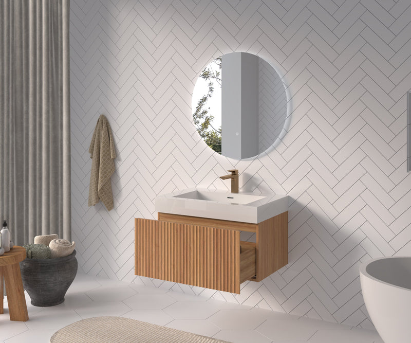 30" Bathroom Vanity with Sink - Wall Mounted Floating Cabinet, photo 4 of 10