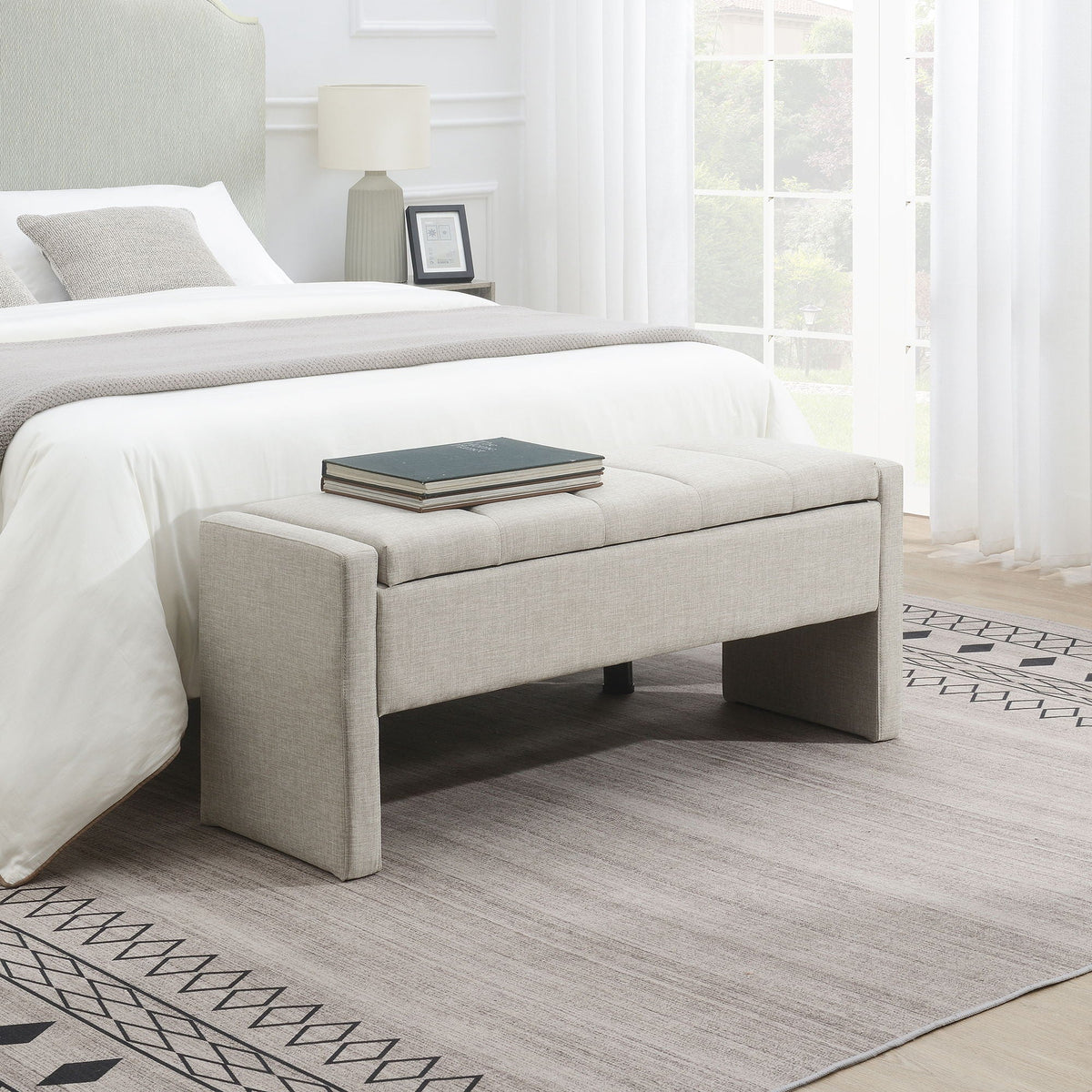 Modern Upholstered Large Bed End Bench With Storage, photo 14 of 20