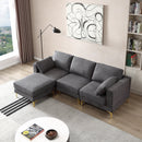 ADF Living Room Furniture Modern Leisure L Shape Couch Dark Grey Fabric