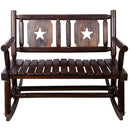 Rustic Outdoor Wood Rocking Bench Double Rocking Chair For 2 Persons With Curved Seat, Porch Rocker - Brown by HouseOfZazla