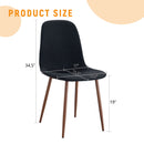 Luxury Simple Chair (Set of 4) Linen Cotton High Resilience Dining Chair With Metal Color Leg - Black / Walnut by HouseOfZazla