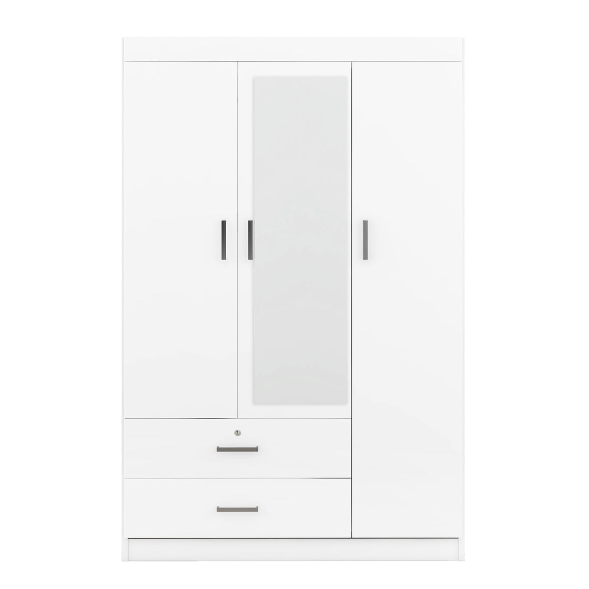 3-Door Mirror Wardrobe with Shelves, White, photo 9 of 10