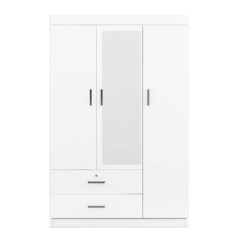 3-Door Mirror Wardrobe with Shelves, White, photo 9 of 10