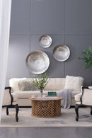 Textured Oversized Disc, Wall Decor For Living Room (Set of 3) - Silver by HouseOfZazla