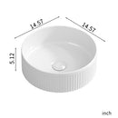 Small Bathroom Sink - 14 Inch Round Above Counter Porcelain Ceramic