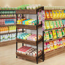 4 Tier Retail Display Rack With Hooks, Tall Metal Snack Stand With Shelves - Brown / Black by HouseOfZazla