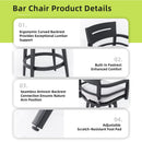 Modern Outdoor Patio Bar Set, Rounded Square Table & Bar Chairs, Non Rust Frame, Tapered Legs, Sunbrella Cushion by HouseOfZazla