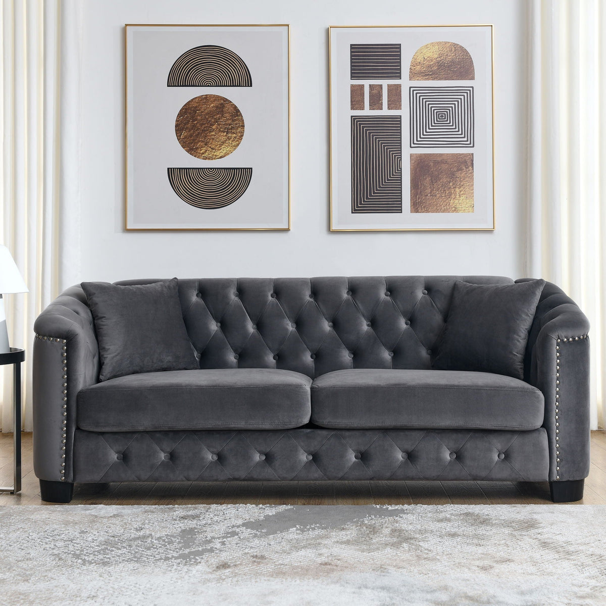Modern Chesterfield Sofa With Tufted Backrest For Living Room, photo 27 of 36