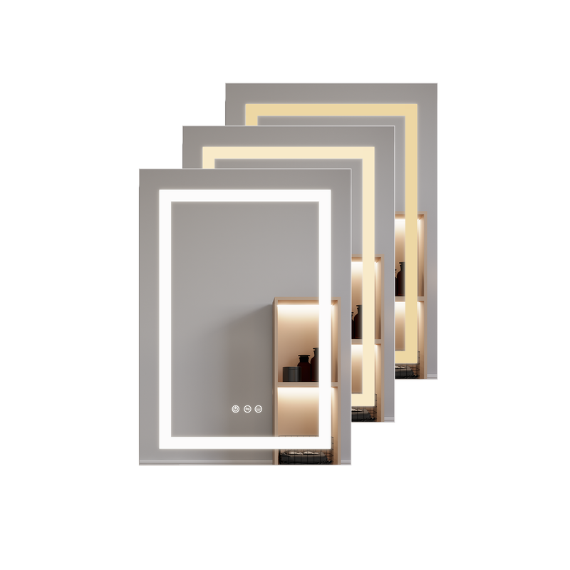 26x20 inch Bathroom Medicine Cabinet with LED Mirror, Anti-Fog, Waterproof, 3000K~6000K Single Door Lighted Bathroom Cabinet with Touch Swich, Dimmable, Recessed or Surface Mount (Right Door)