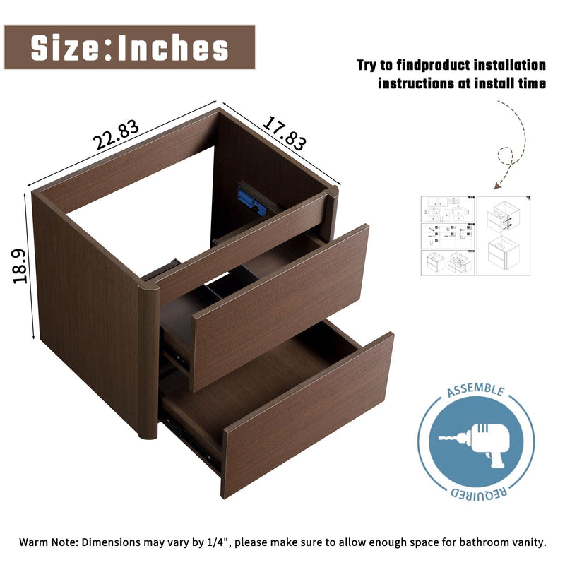 Wall Mounted Bathroom Vanity With Soft Close Drawer - Black Brown, photo 5 of 8