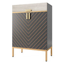 4 Tier Entryway Shoe Cabinet With Doors - Gray / Gold by HouseOfZazla