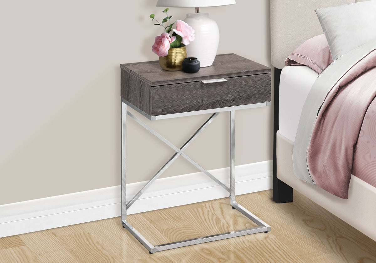 Accent Side Table, Storage Drawer, Contemporary - Taupe, photo 5 of 6