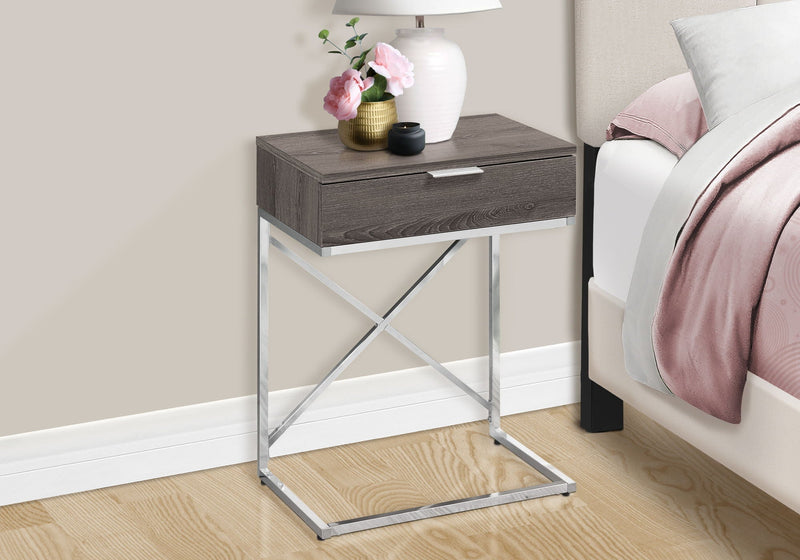 Accent Side Table, Storage Drawer, Contemporary - Taupe, photo 5 of 6