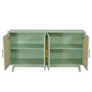 59.84"Modern 4-Door Cabinet with Rattan Decorative Doors,for Bedroom,Living Room,Office,Easy Assembly, Mint Green