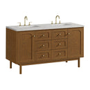 James Martin Laurent 60" Dual Mount Double Bathroom Vanity, Honey Oak