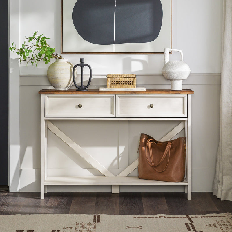 48" Distressed 2-Drawer Entry Table