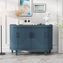 Curved Sideboard Wooden Console Table With 4 Doors And Adjustable Shelves For Living Room - Blue by Unique Piece Furniture