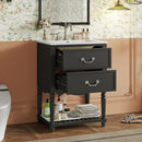 Wave Design Bathroom Vanity With Sink, 2 Drawers And Open Shelf by Unique Piece Furniture