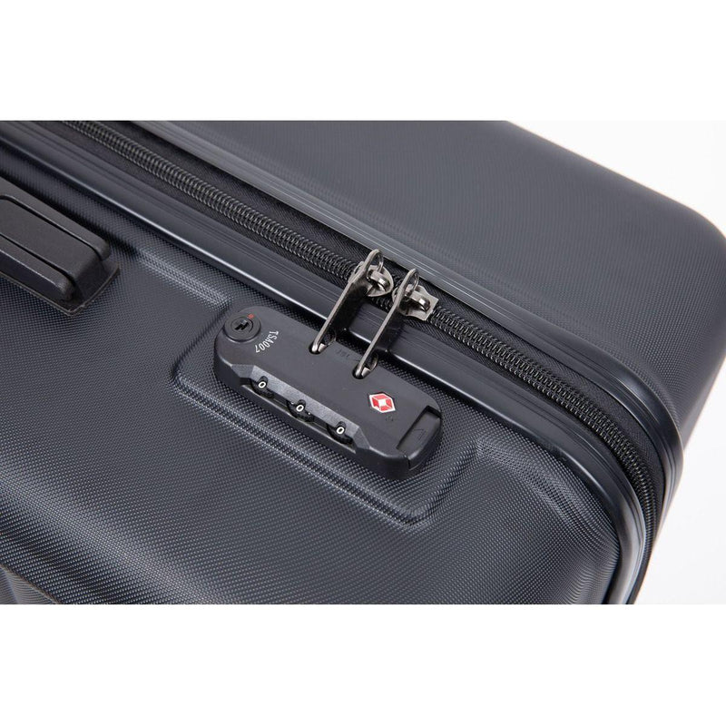 3 Piece Luggage Sets ABS Lightweight Suitcase with Two Hooks, Spinner Wheels, TSA Lock, (20/24/28) Black