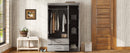 3-Door Mirror Wardrobe with shelves, Gray