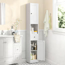Tall Bathroom Storage Cabinet, 5-Tier Narrow With 2 Doors & Adjustable Shelves, Freestanding - White by HouseOfZazla