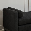 Elegant Upholstered Bench, Daybed, Ottoman With Wood Legs & 2 Bolster Pillows - Black Boucle by HouseOfZazla
