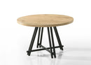 Tate - Round Dining Table With Cream Color Upholstered Chairs (Set of 5) - Oak Finish by HouseOfZazla