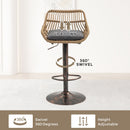 Modern Swivel Bar Stools Adjustable Counter Chairs With Footrest (Set of 2)