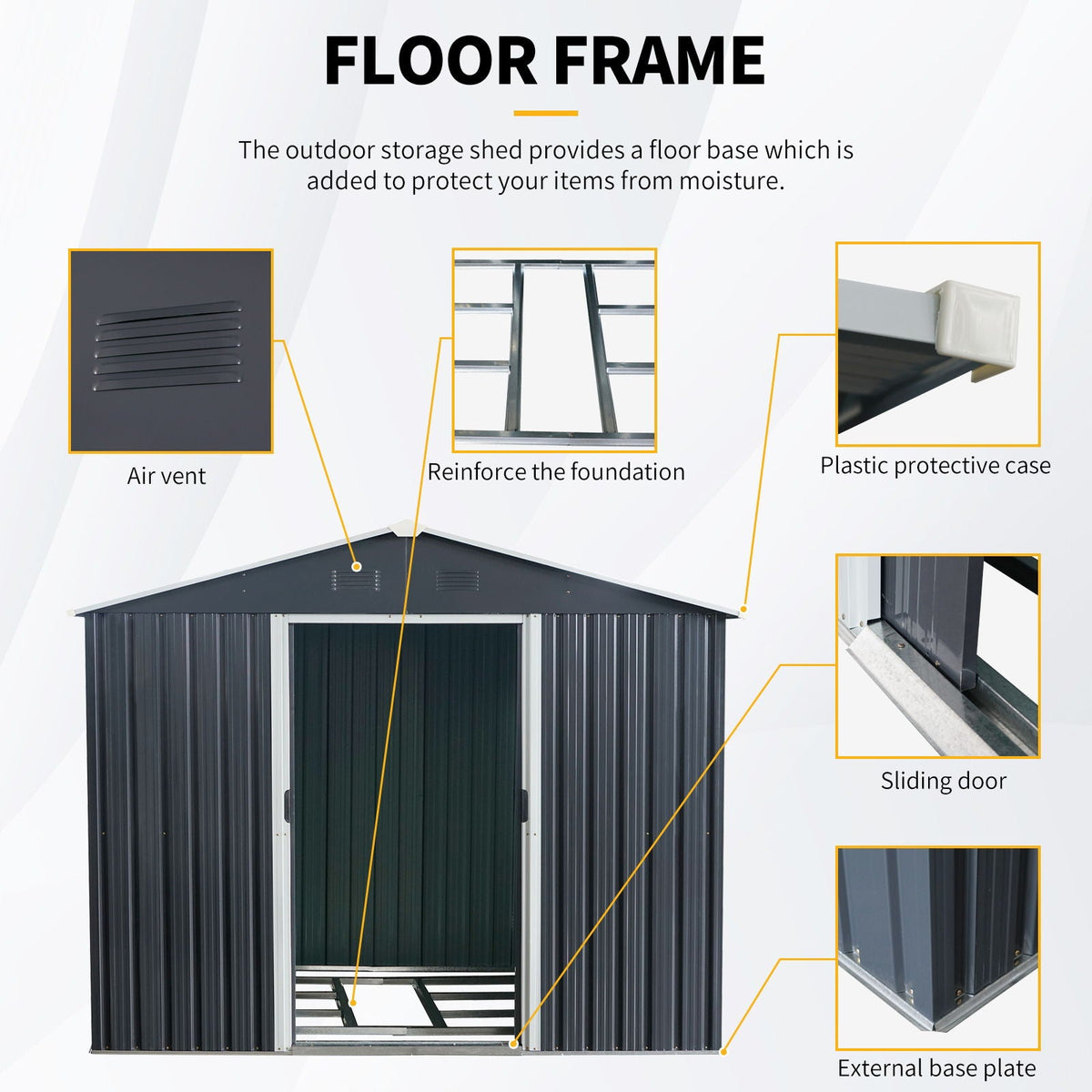 Outdoor Metal Storage Shed With Floor Base, photo 26 of 40
