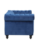 60" modern sofa Dutch plush upholstered sofa, solid wood legs, buttoned tufted backrest, blue