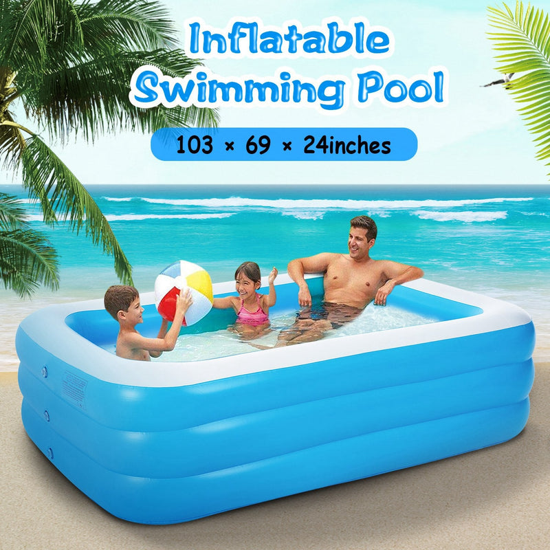 Inflatable Swimming Pools Family Swim Play Center Pool Blow up Kiddie Pool for Family Inflatable Lounge Pool for Kids Baby Adult Inflatable Water Ball, photo 3 of 8