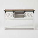 Entryway Table With Sliding Barn Door Storage - White / Oak by HouseOfZazla