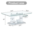 A rectangular modern and fashionable coffee table with tempered glass tabletop and white MDF legs. Suitable for living room.47.2"x25.5"x18"
