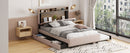 Upholstered Platform Bed With Storage Headboard, Trundle & 2 Drawers And A Set Of Sockets & USB Ports