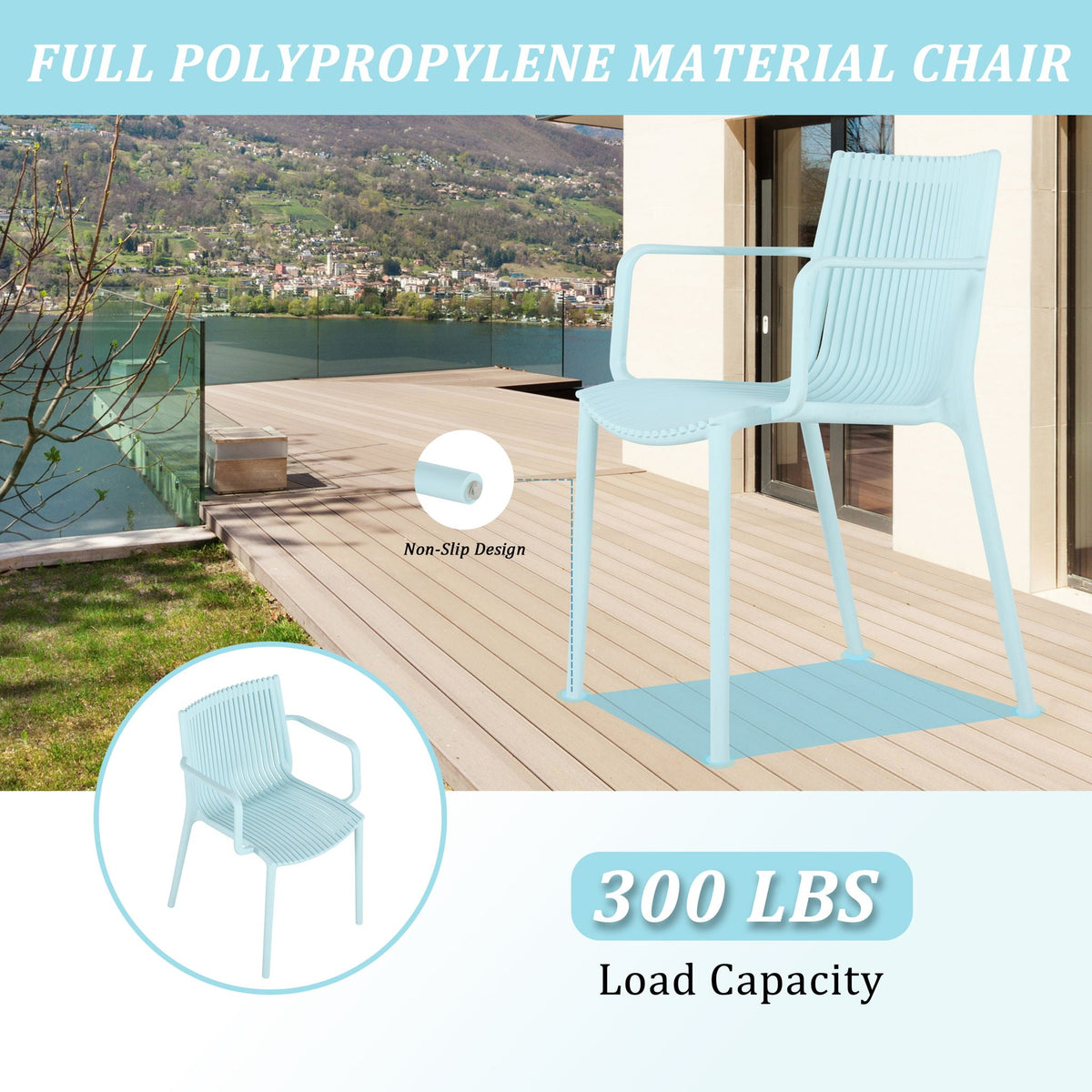 4 Modern Stackable Plastic Armchair Matched With Round Table, photo 15 of 31