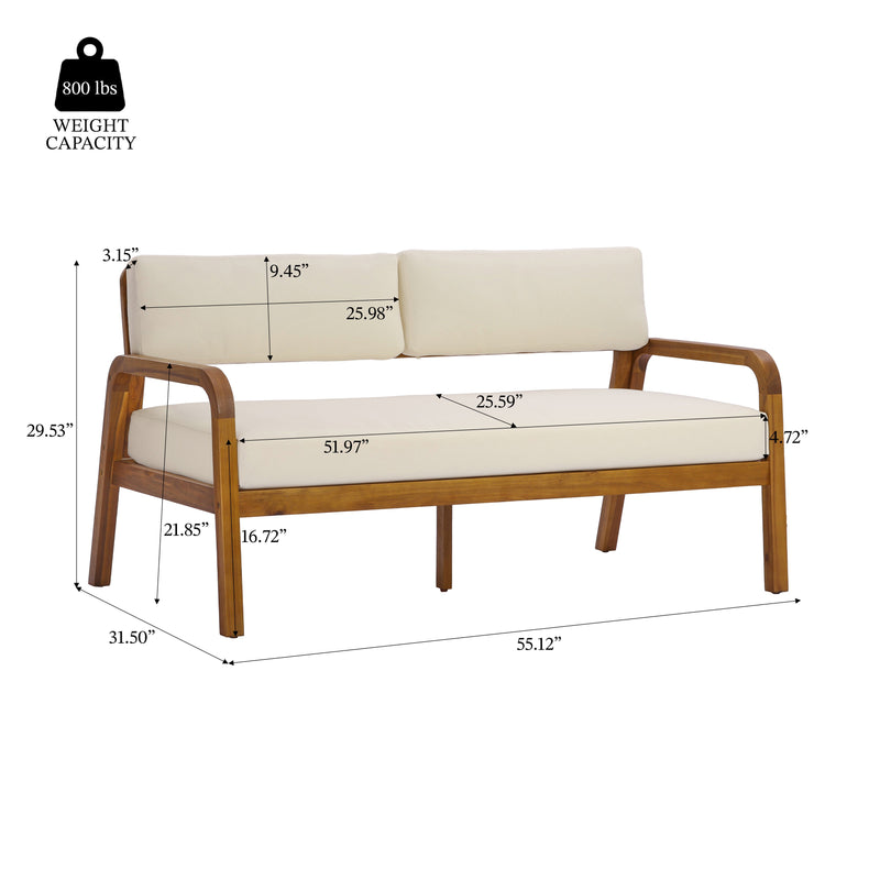 2 Pieces Outdoor Sofa Set with Cushions - Teak, photo 3 of 10