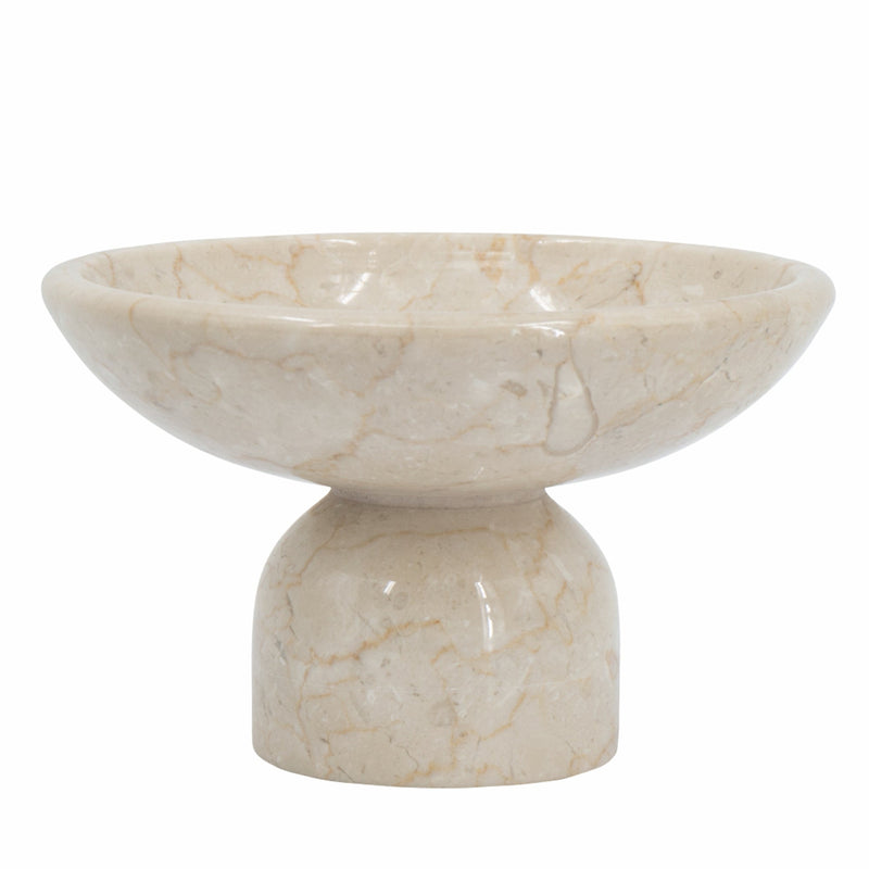 7x7x4" Round Marble Pedestal Fruit Bowl