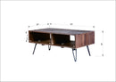 Reclaimed Wood Cocktail Table With Open Storage For Living Room, Metal Legs, Foldable - Black / Natural by Unique Piece Furniture