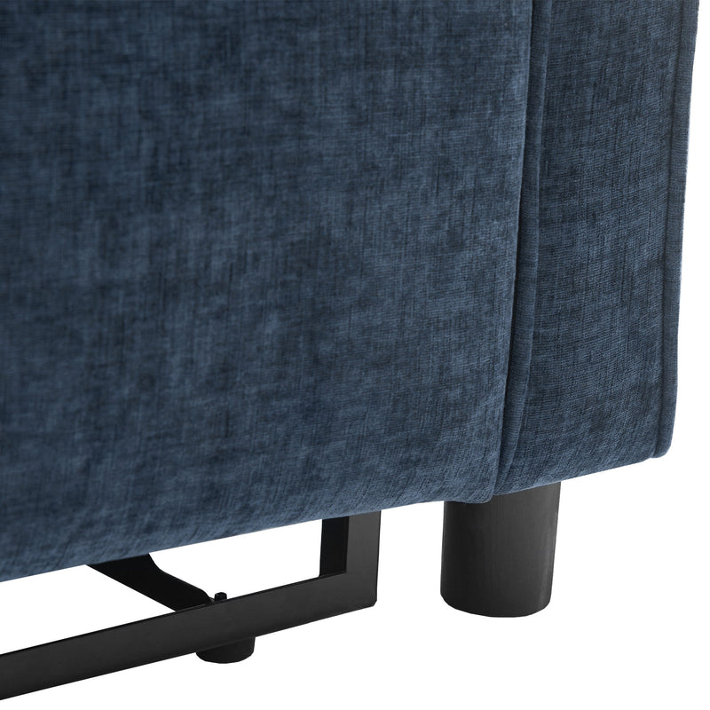 2-in-1 Sofa 82' Three-seater Sofa with Sofa Bed and Reversible Recliner, Blue Chenille