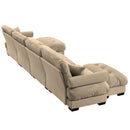Modern Sectional Sofa With Ottoman, Round Bolster Armrests, Waist And Throw Pillows by HouseOfZazla