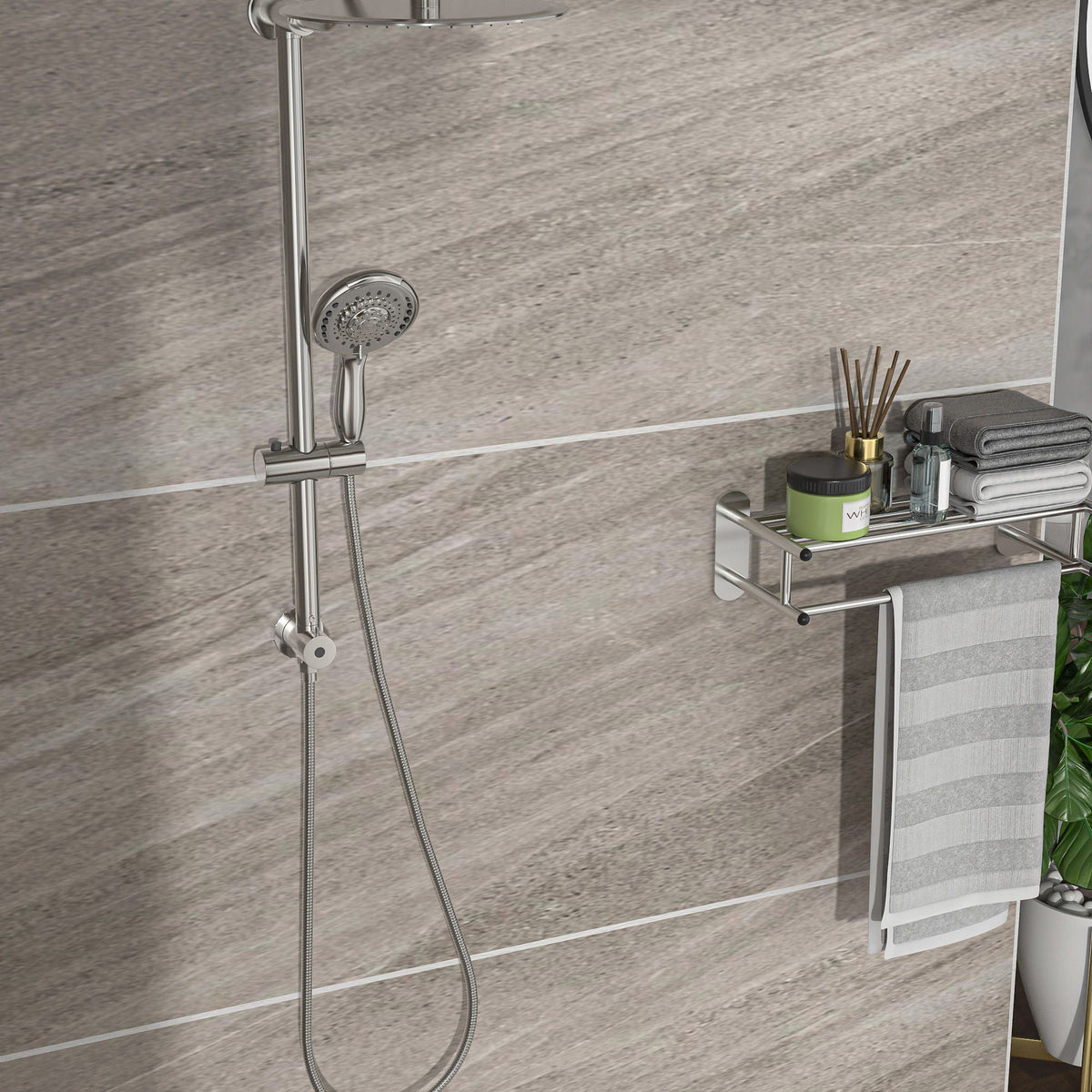 Shower System With 5 Function Rain Hand Shower And Slide Bar Combo, photo 20 of 25