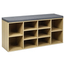 10-Cube Organizer Shoe Storage Bench with Cushion for Entryway-Black by DirectDeals