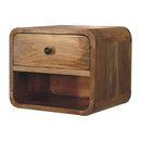 Solid Wood Mini Oak-ish Floating Open Bedside, 1-Drawer