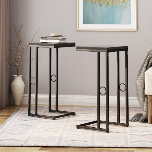 Essex Set of 2 Modern Black Metal End Tables, photo 2 of 10