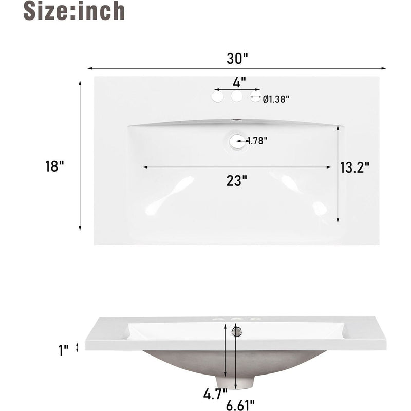 30' Black Bathroom Vanity with Single Sink, Combo Cabinet Undermount Sink, Bathroom Storage Cabinet with 2 Doors and a Drawer, Soft Closing, Multifunctional Storage, Solid Wood Frame