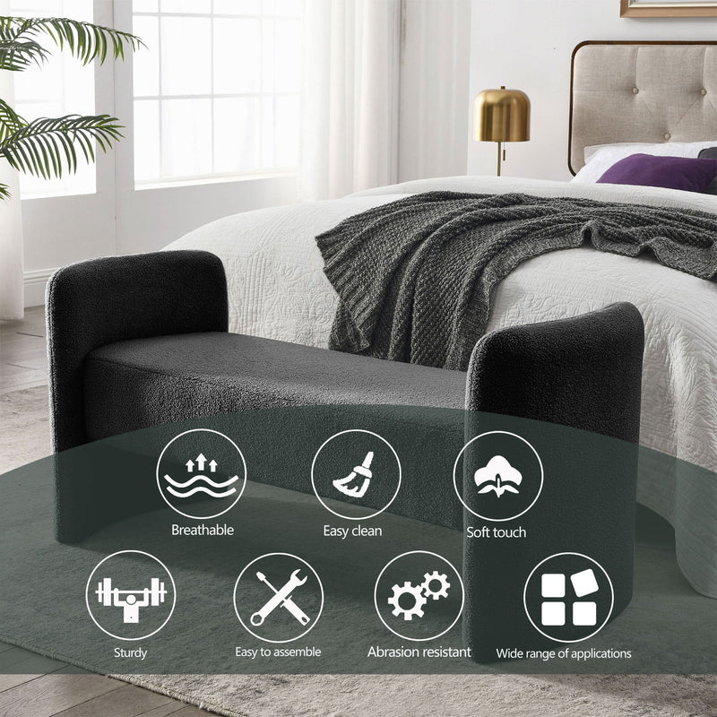 52" Bench for Bedroom End of Bed Modern Contemporary Design Ottoman Couch Long Bench Window Sitting Fireplace Bench, Teddy