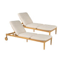 Riviera Outdoor Chaise Lounge with Wheels, Acacia Wood Frame (Set of 2) by HouseOfZazla