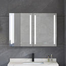 40x30 Inch LED Bathroom Medicine Cabinet Surface Mount Double Door Lighted Medicine Cabinet, Medicine Cabinets for Bathroom with Mirror Defogging, Dimmer Black