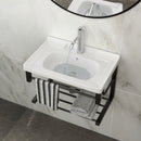 Wall Mounted Rectangular Bathroom Sink With Towel Bar & Overflow - White by HouseOfZazla