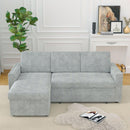 85 Inches Sofa Bed, 3 Seater Sleeper Sofa with Storage Chaise, Square Handrail With Pull and Copper nail,Chenille-Light Grey, Pull Out Couch for Living Room